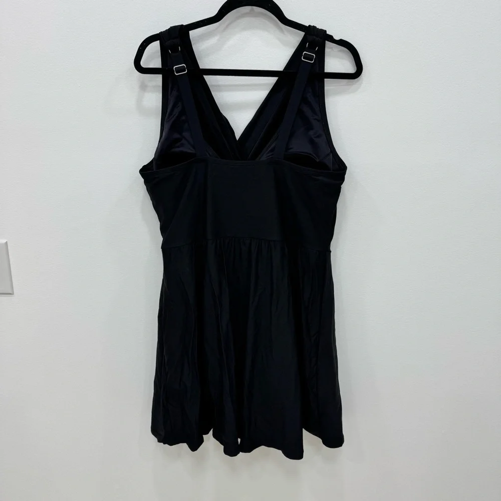 Lands End Womens TummyControl Wrap Swim Dress One Piece SIZE plus 20 like new
